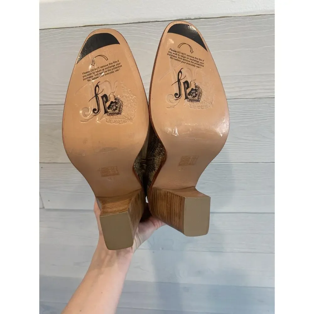Free People Boots EU Size 37 US 6.5 Barclay Leather Snake Western Ankle Booties